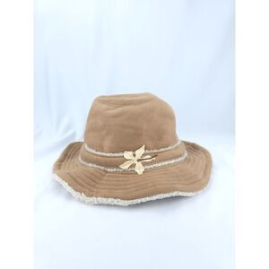 Y2K Styled Faux Suede Shred Alert Bucket Hat Wired Brim‎ Hibiscus Flower